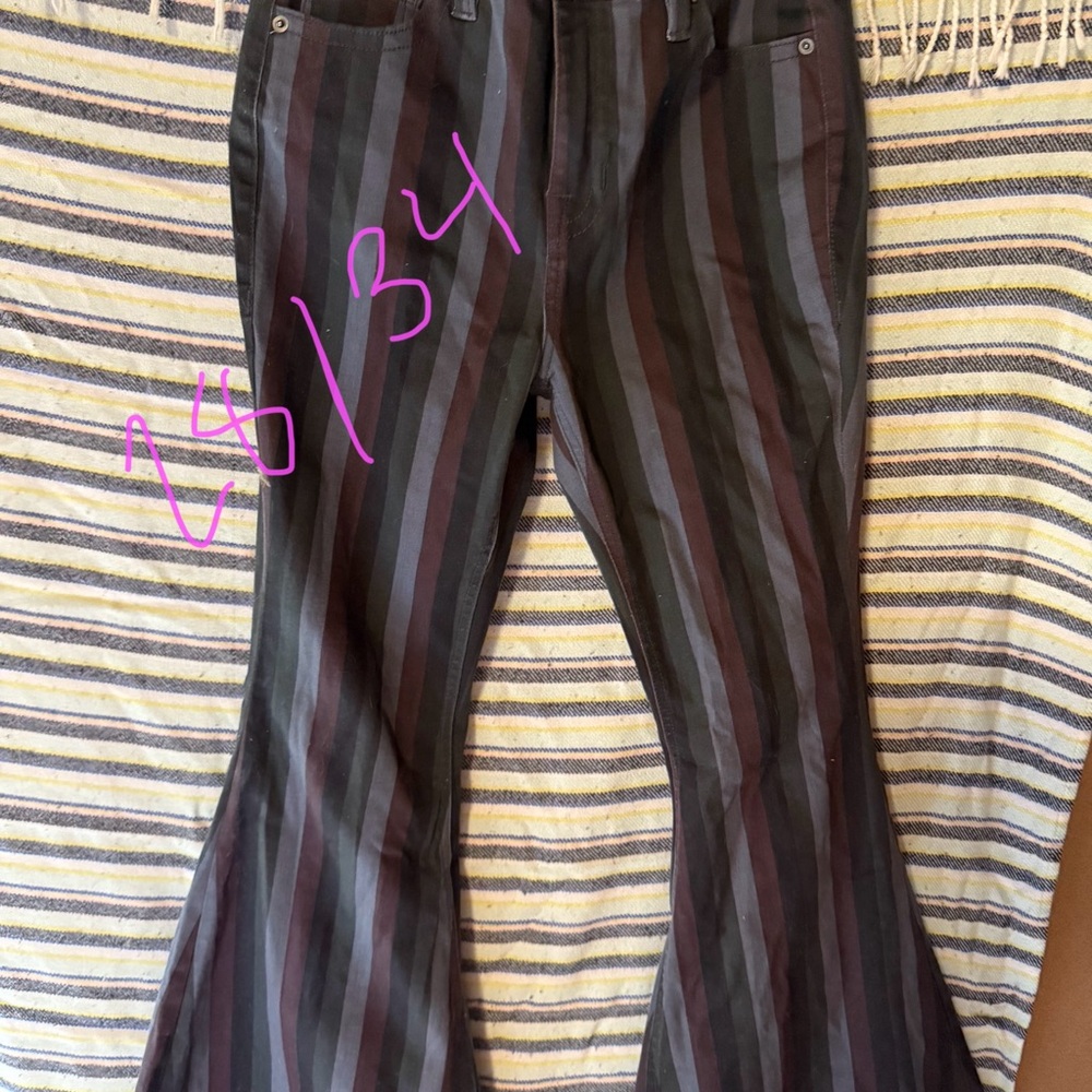 Rock & Roll Cowgirl Striped Flare Jeans - Black and Brown